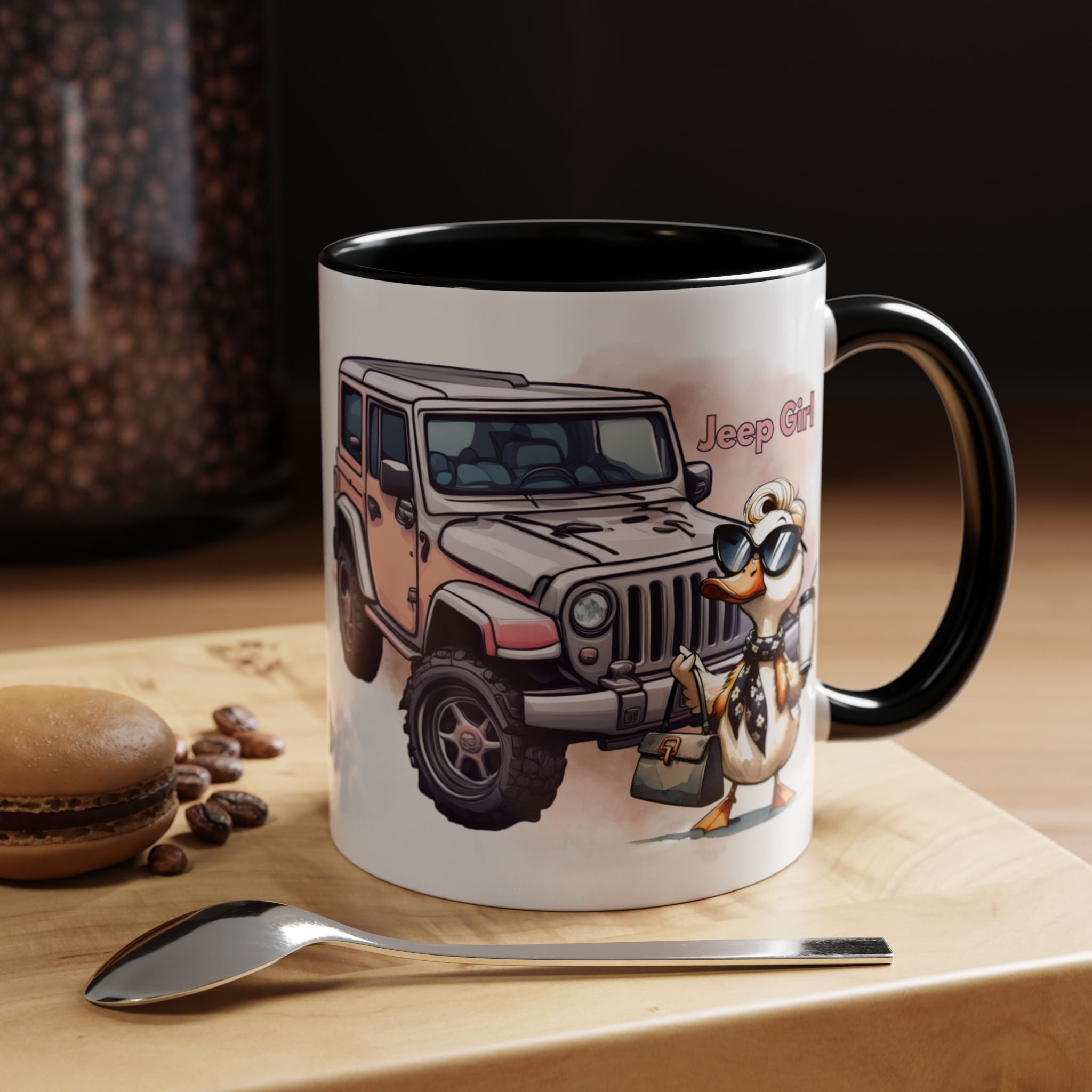 PINK Jeep girl Coffee Mug (11, 15oz)