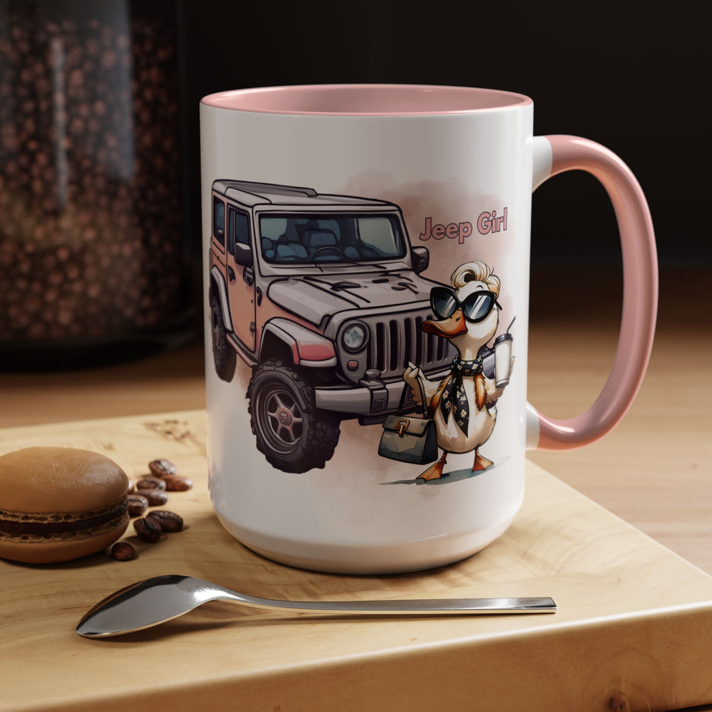 PINK Jeep girl Coffee Mug (11, 15oz)