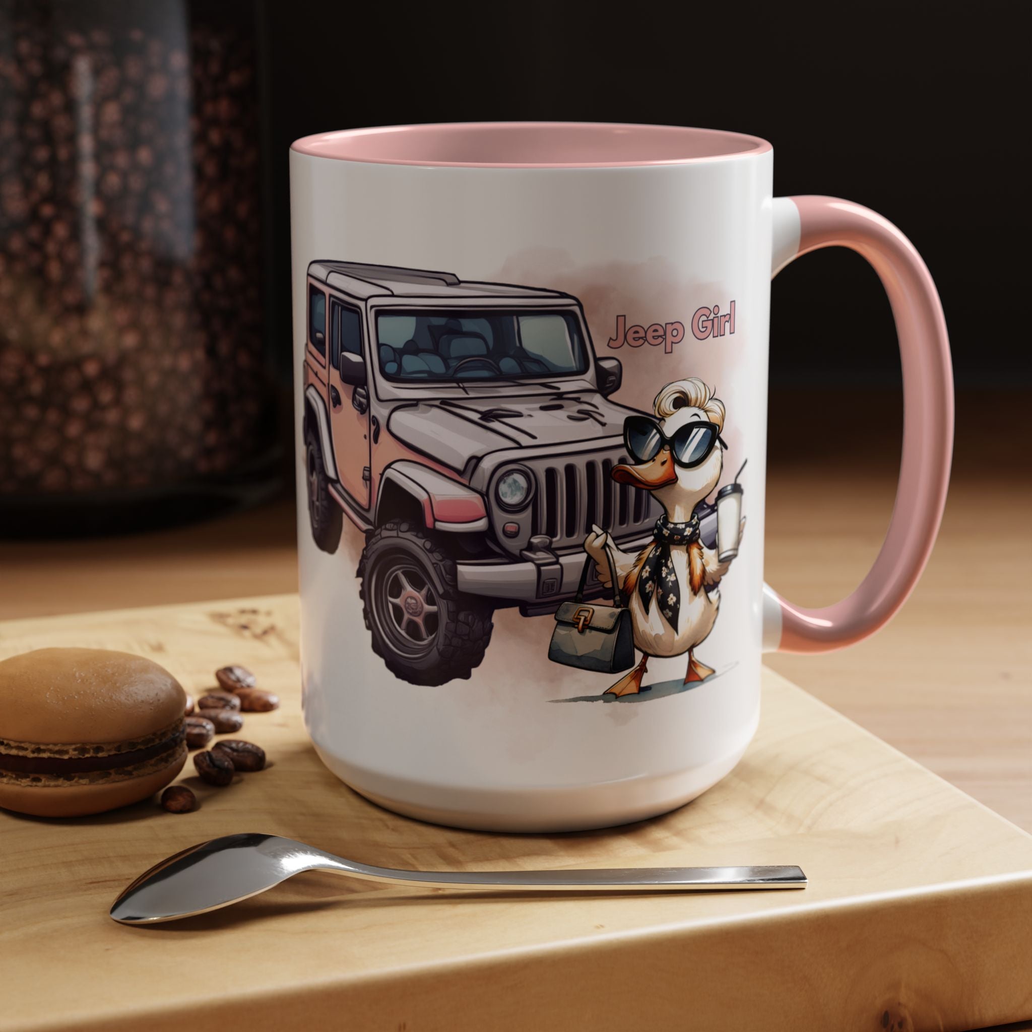PINK Jeep girl Coffee Mug (11, 15oz)